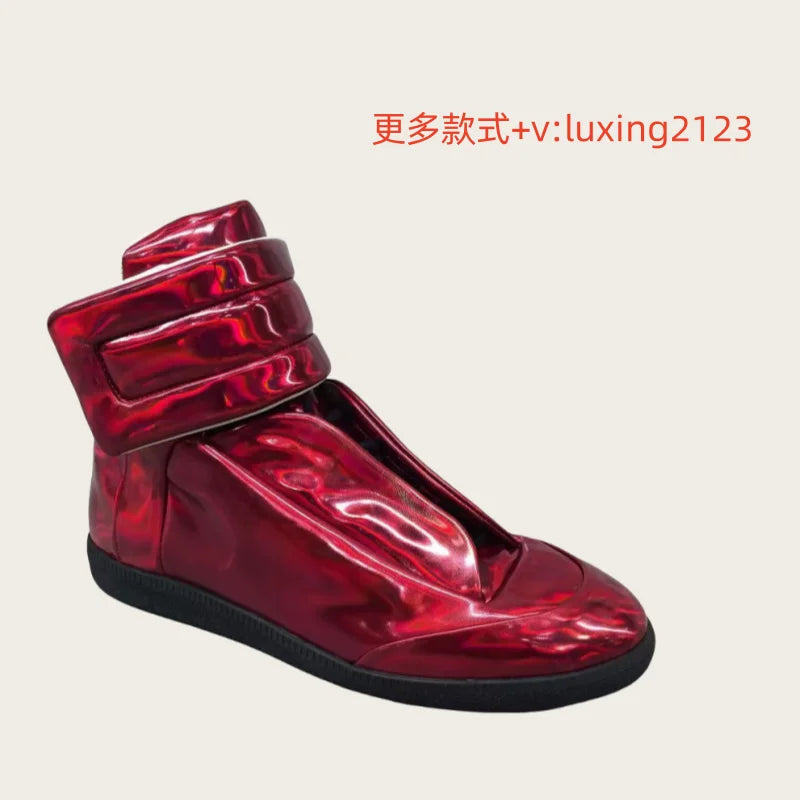 Men's High Top oes Genuine Leather Sport Casual White Dequn Sneakers mid Top Board oes Large Size Autumn Winter Faion