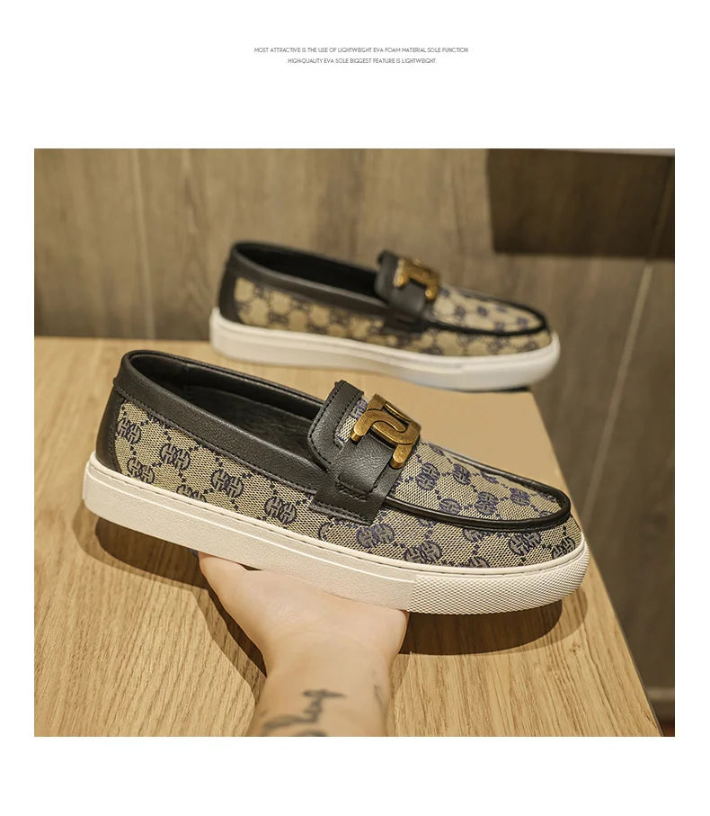 2025 New Bussiness Casual Shoes for Men Low-top Fashion Loafers Slip On Flat Boat Shoe Mens Luxury Leather Shoes