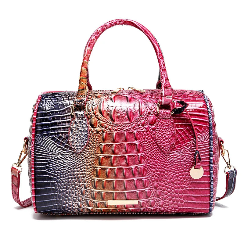 Top-Handle Crocodile Purses For Women Crossbody Leather Bags Trendy Large Capacity Tote with Shoulder Strap Lady Commuting Bags