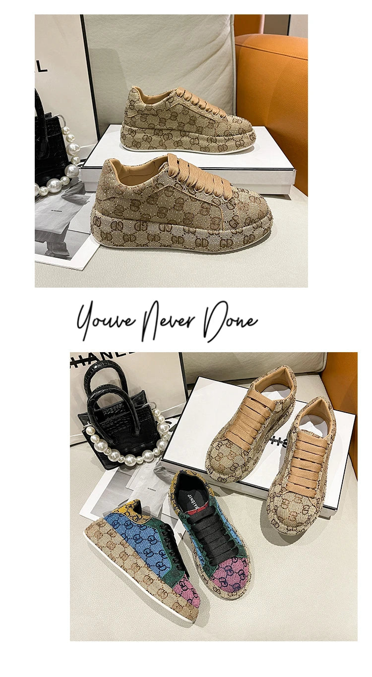 Mixed colors Full Diamond Women's Casual Shoes Fashion Luxury Platform Sports Shoes Women's Party Designer Shining Women's Shoes
