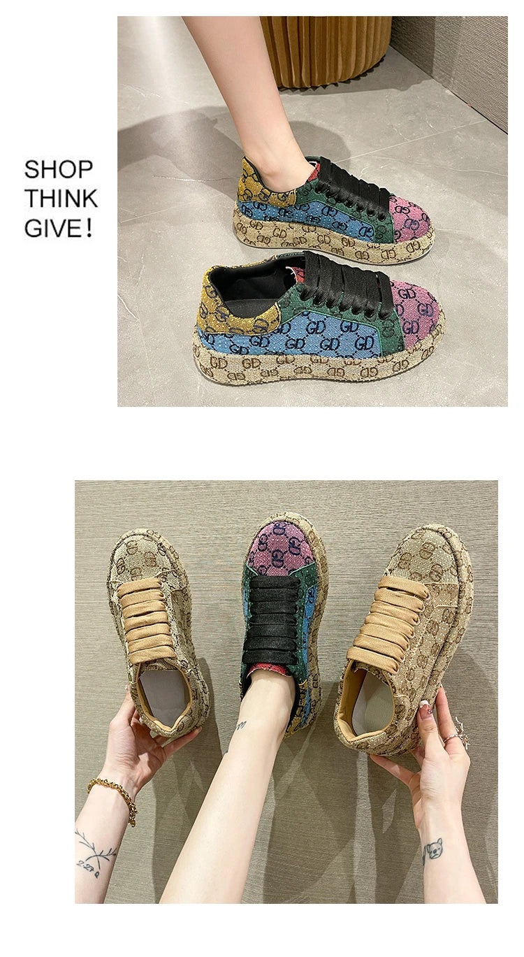 Mixed colors Full Diamond Women's Casual Shoes Fashion Luxury Platform Sports Shoes Women's Party Designer Shining Women's Shoes