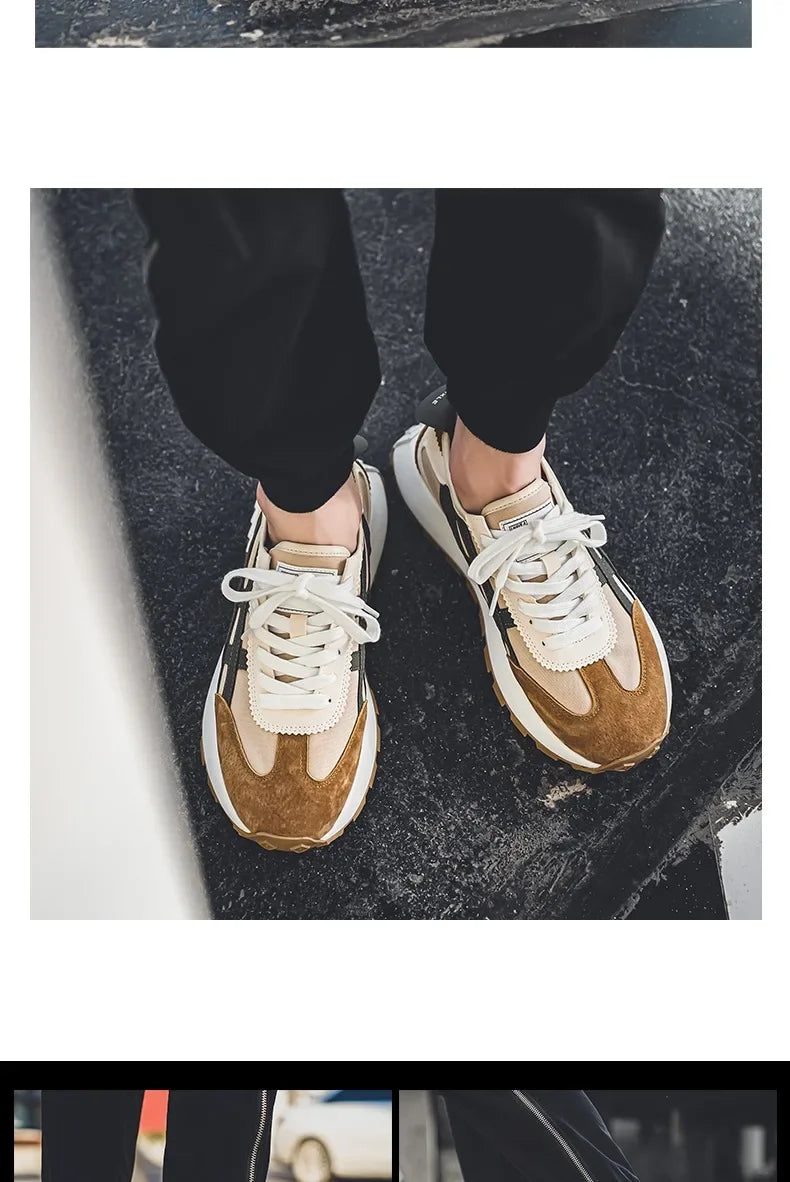 Men's classic running shoes with lace up flat bottom, sports soft sole, breathable walking canvas, Forrest Gump