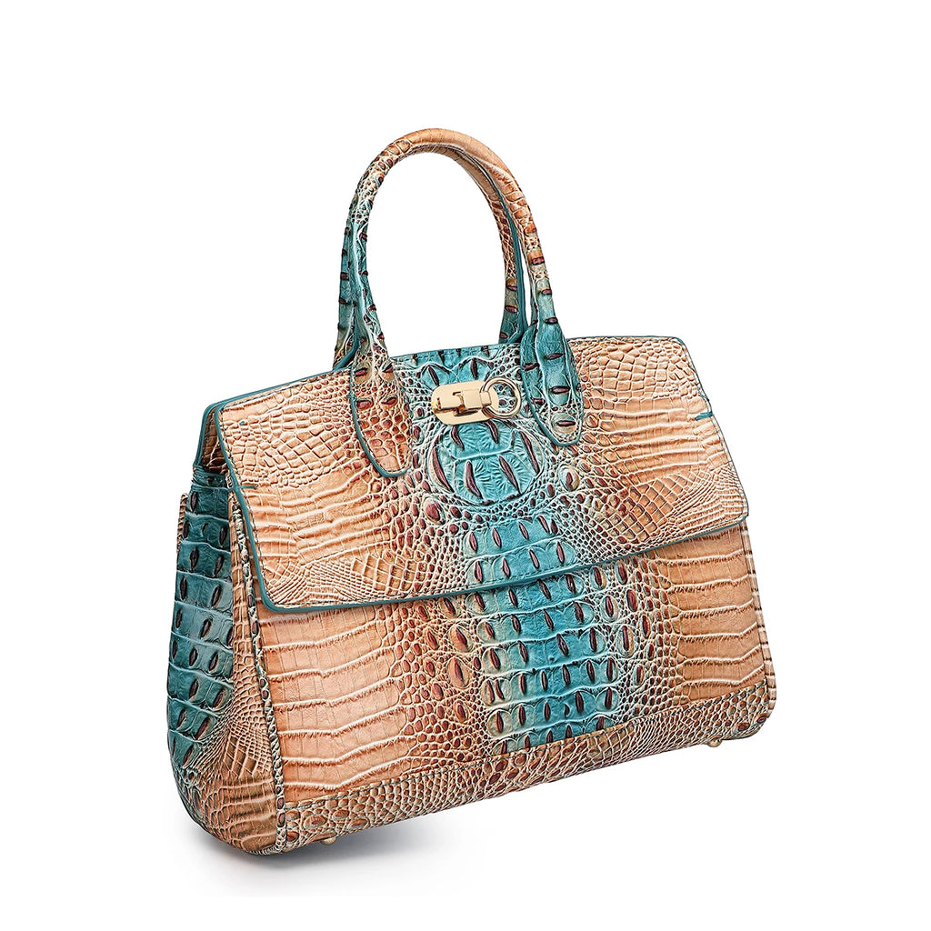 Crocodile Pattern Handbag & Purses Set, Multi-functional Vintage Top Handle Crossbody Bag & Business Clutch Bag & Card Coi