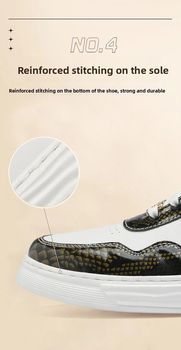 Italian Designer Men's Casual Bee Shoes, Luxurious and Fashionable Genuine Leather Business Shoes, Classic Sports Shoes