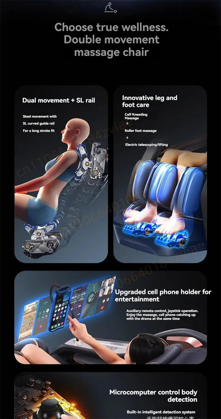 4D Daul Core Massage Chair Full Body with Health Detection Zero Gravity SL Track Deep Stretch Heated Smart Massage Chairs