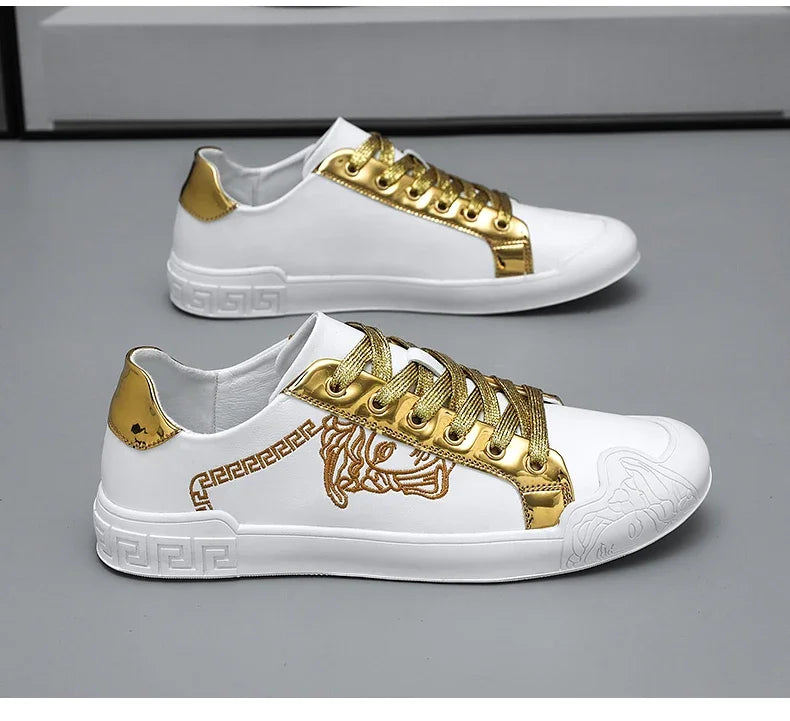 Men's Leather Shoes Casual Comfort Cricket Shoes Fashion Sneakers For Men Lightweight Driving Shoes