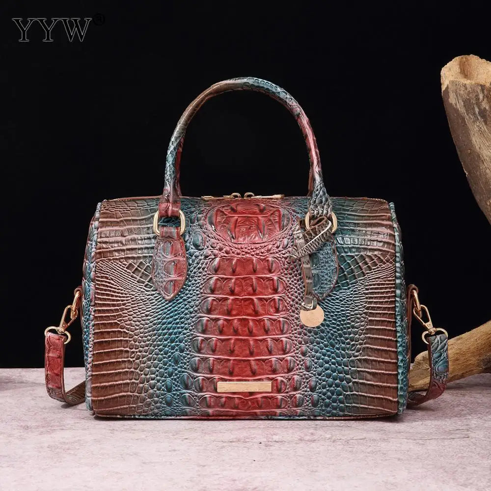Top-Handle Crocodile Purses For Women Crossbody Leather Bags Trendy Large Capacity Tote with Shoulder Strap Lady Commuting Bags
