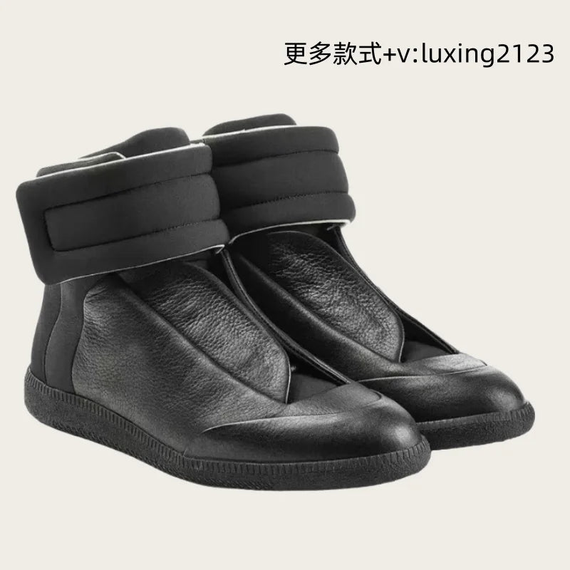 Men's High Top oes Genuine Leather Sport Casual White Dequn Sneakers mid Top Board oes Large Size Autumn Winter Faion