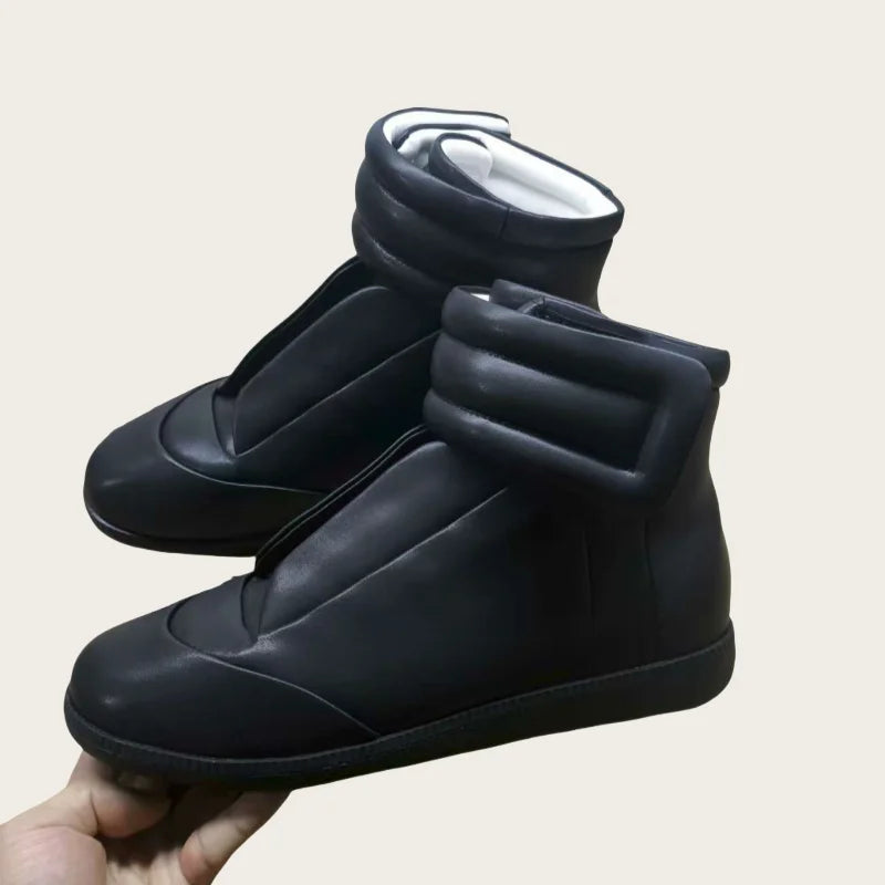 Men's High Top oes Genuine Leather Sport Casual White Dequn Sneakers mid Top Board oes Large Size Autumn Winter Faion