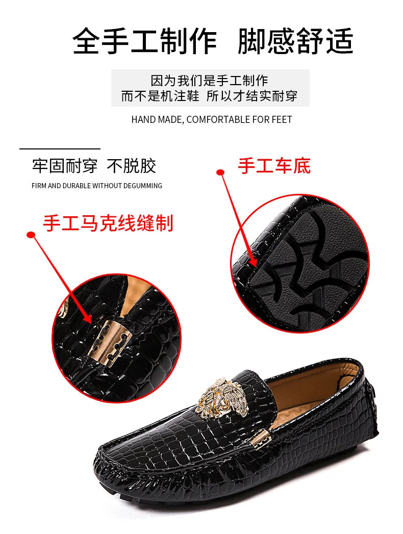 European Station Slip-On Lazy Beanie Shoes Men's Crocodile Pattern Men's Shoes 36 Small Size 48 Large Size New Casual Men's Leather Shoes