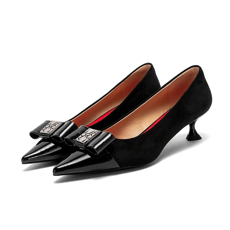 Classic Retro Pointed Toe Design Women's Strap Heel Single Shoes Fashion New Comfortable Versatile Letters Printed