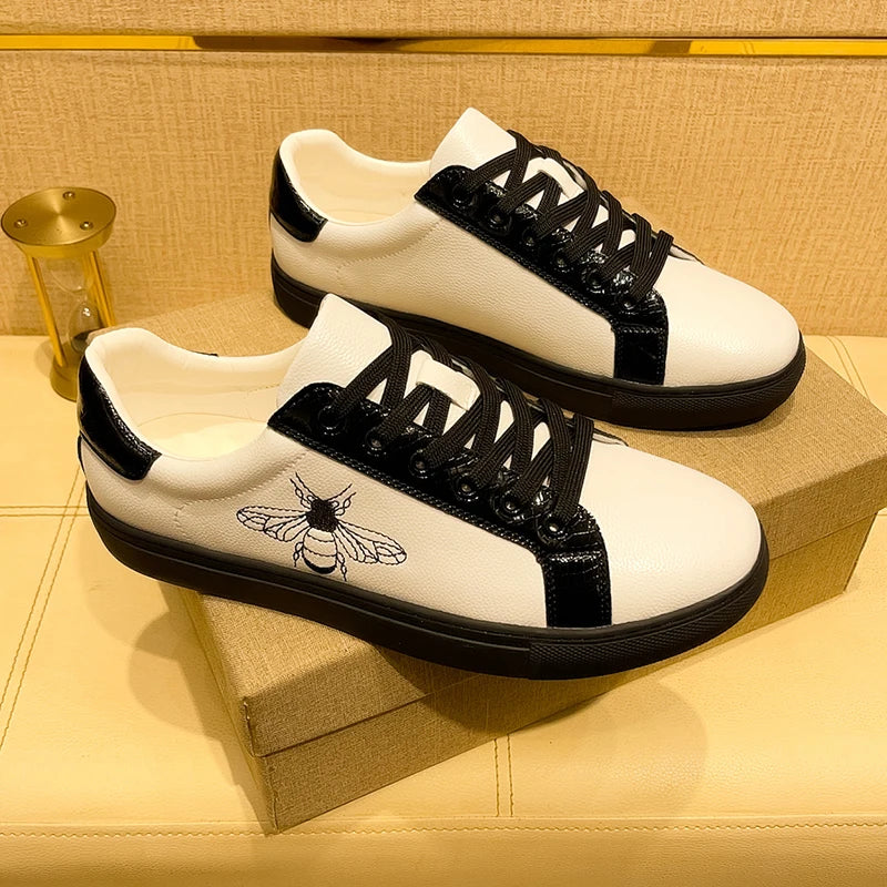 Genuine Leather Luxury Brand Shoes for Men Classic Embroidered Men Skateboard Shoes Designer Sport Shoes Men Zapatillas De Skate