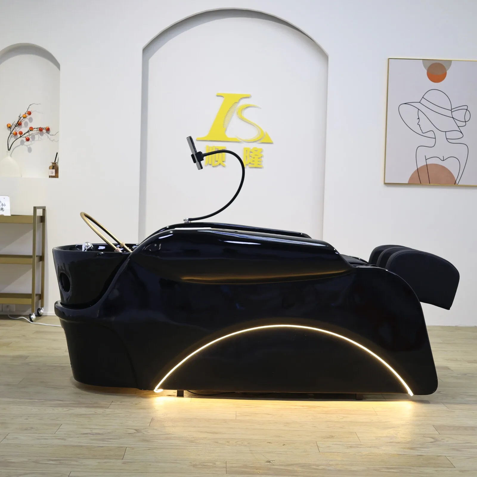Luxury Automatic Massage Shampoo Bed with Ergonomic Design, LED Lighting Strip, Ideal for Hair Washing and Relaxation in Salon