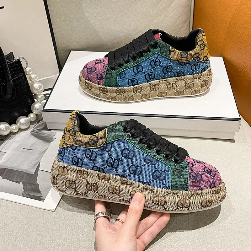 Mixed colors Full Diamond Women's Casual Shoes Fashion Luxury Platform Sports Shoes Women's Party Designer Shining Women's Shoes