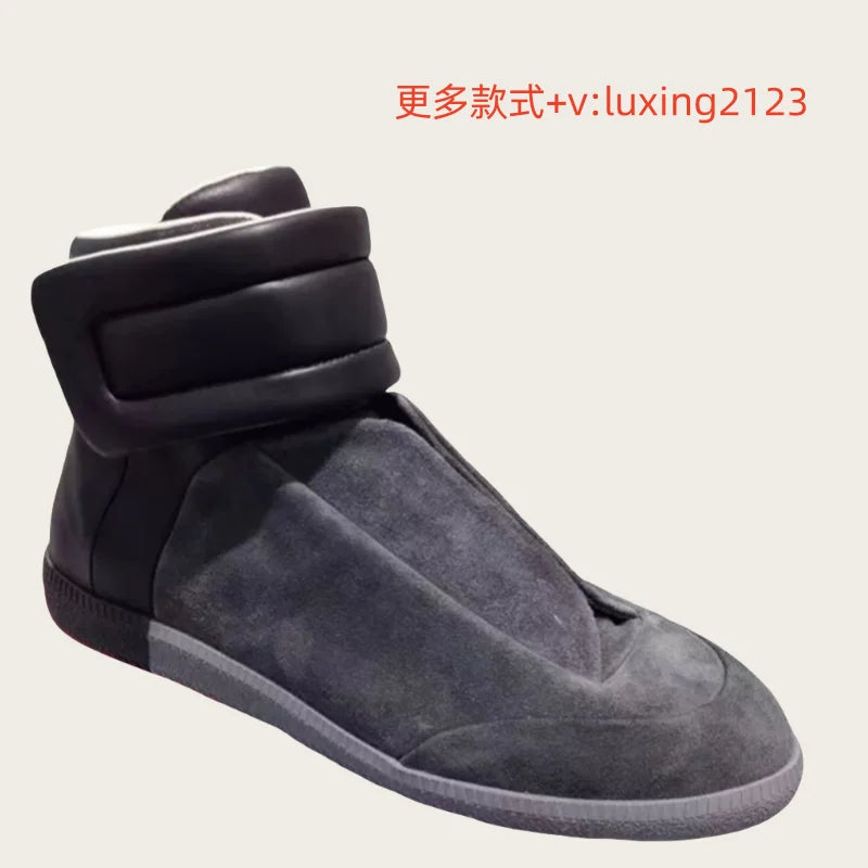 Men's High Top oes Genuine Leather Sport Casual White Dequn Sneakers mid Top Board oes Large Size Autumn Winter Faion