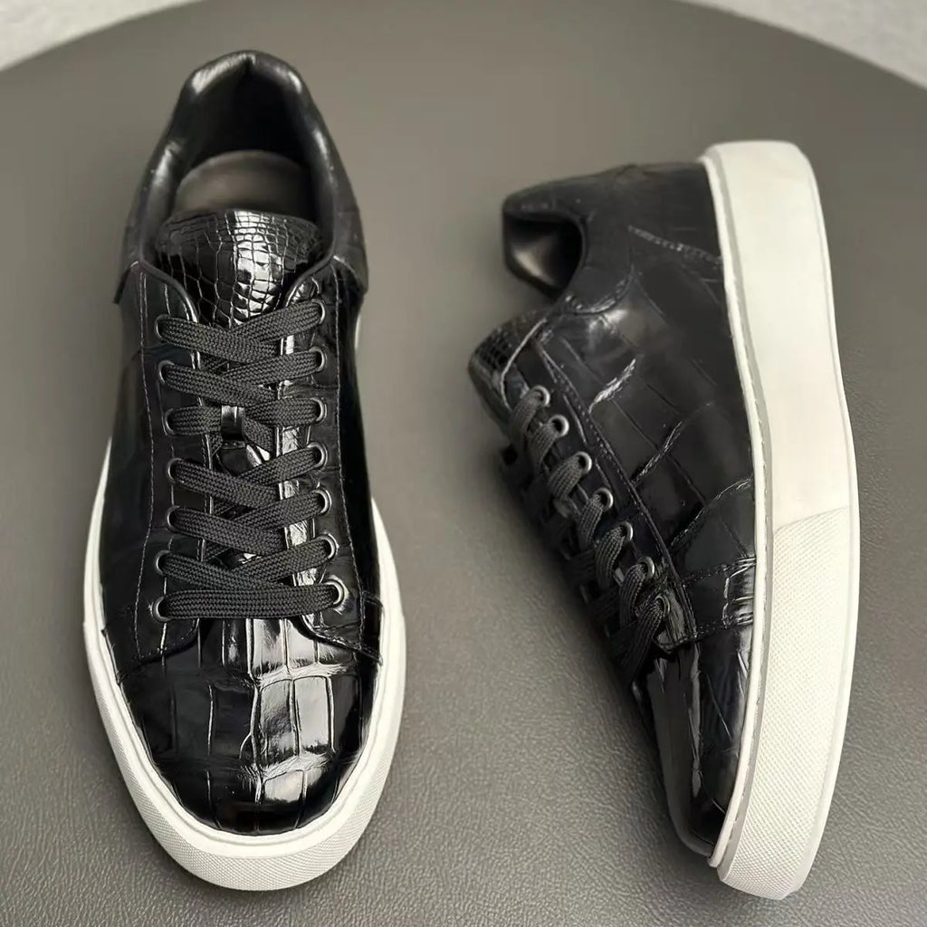 2025 new arrival Fashion Crocodile Skin causal shoes men,male Genuine leather Sneakers pdd586