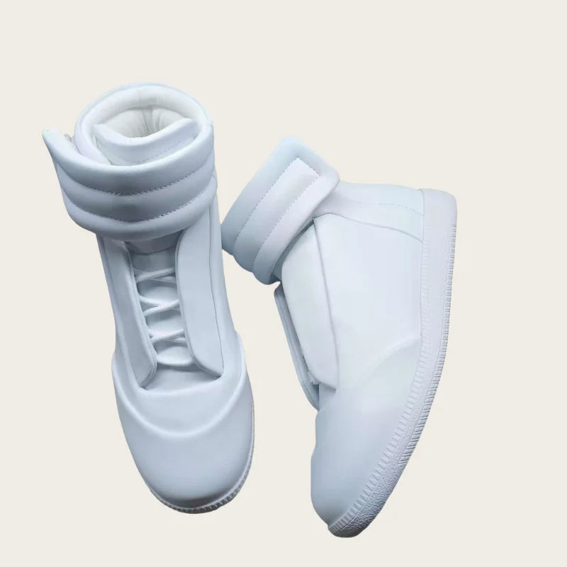 Men's High Top oes Genuine Leather Sport Casual White Dequn Sneakers mid Top Board oes Large Size Autumn Winter Faion