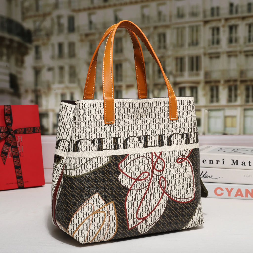 Street Style Bucket Bag Women's Crossbody Handbag PU Material Medium Size Printed Element Autumn Winter Fashion Tote Bag