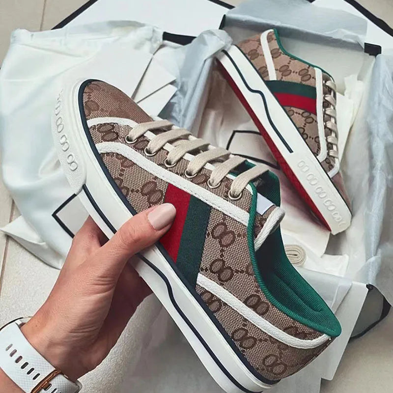 New Brand Men Canvas Shoes,Low Top Women Sneaker,High-Quality Comfortable Designer Luxury Leather Thick-sole Casual Flat Shoes