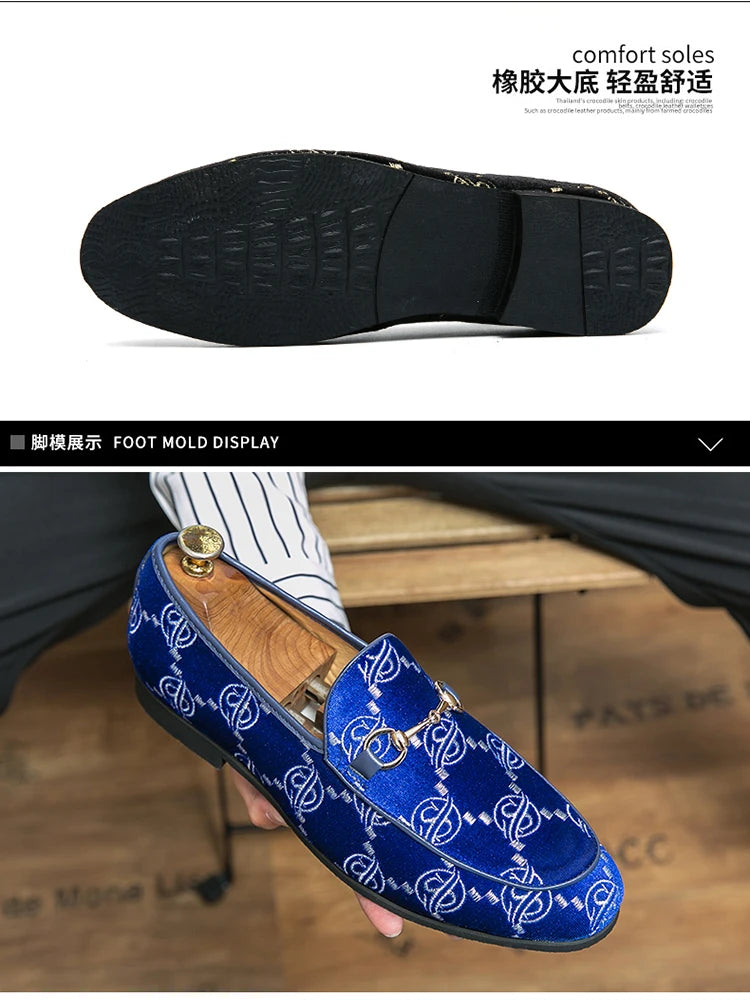 Hot Blue Men's Luxury Loafers Plus Size 47 Suede Leather Shoes For Men Designer Moccasins Slip-On Casual Dress Shoes Men Flats