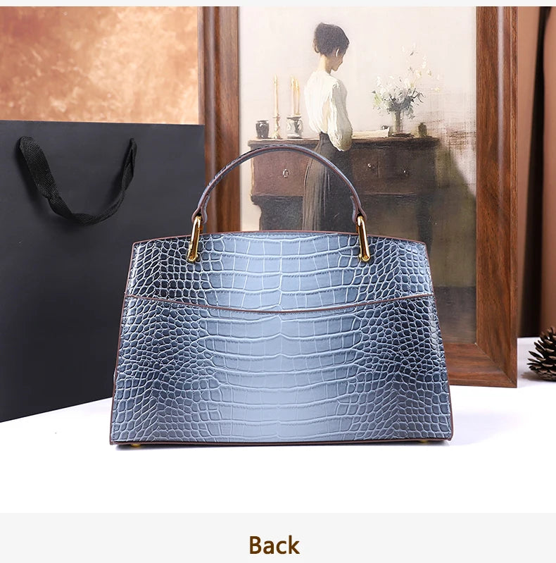 2025 New Crocodile Pattern Large Capacity Handbag Vintage Ladies Single Shoulder Slant Cross Bag Stylish Simple Women's Purse