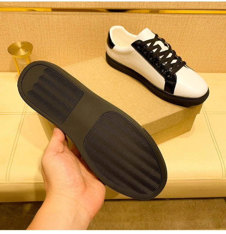 Genuine Leather Luxury Brand Shoes for Men Classic Embroidered Men Skateboard Shoes Designer Sport Shoes Men Zapatillas De Skate