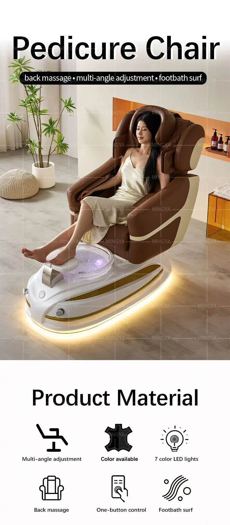 Luxury Nail Salon Foot Bathing Adjustable recline Electric Massage Spa Pedicure Chair*P9