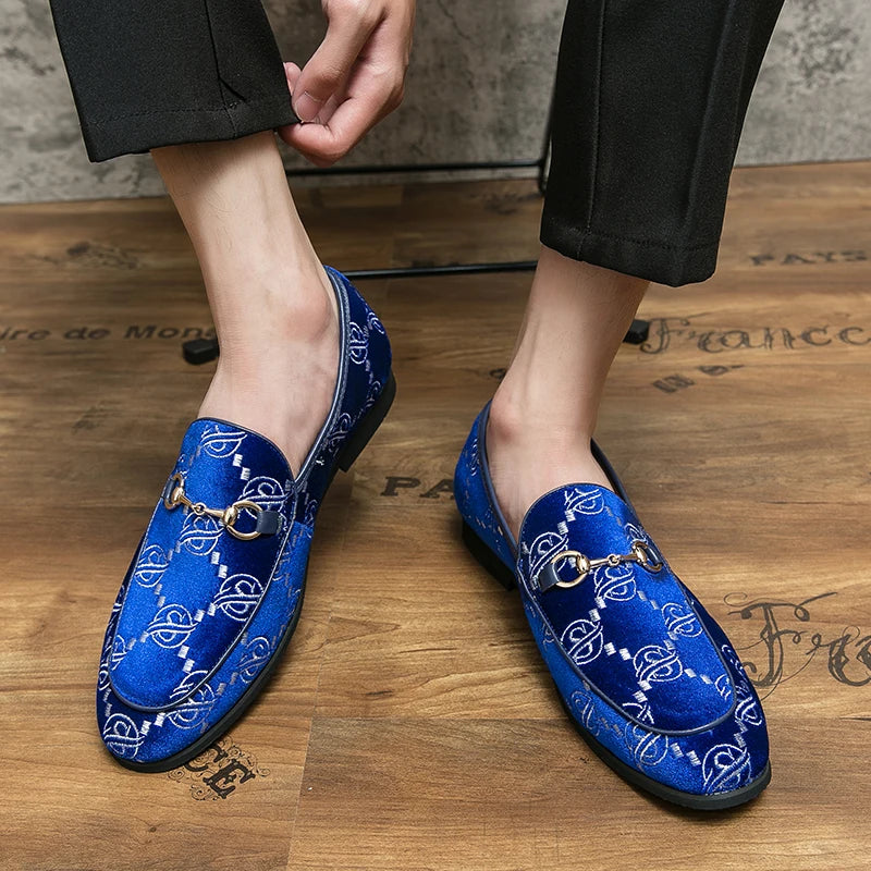 Hot Blue Men's Luxury Loafers Plus Size 47 Suede Leather Shoes For Men Designer Moccasins Slip-On Casual Dress Shoes Men Flats