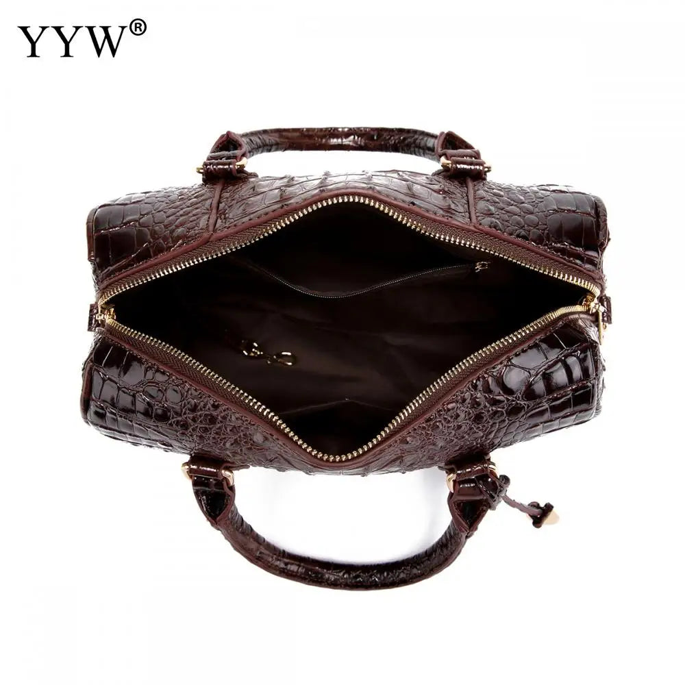 Top-Handle Crocodile Purses For Women Crossbody Leather Bags Trendy Large Capacity Tote with Shoulder Strap Lady Commuting Bags