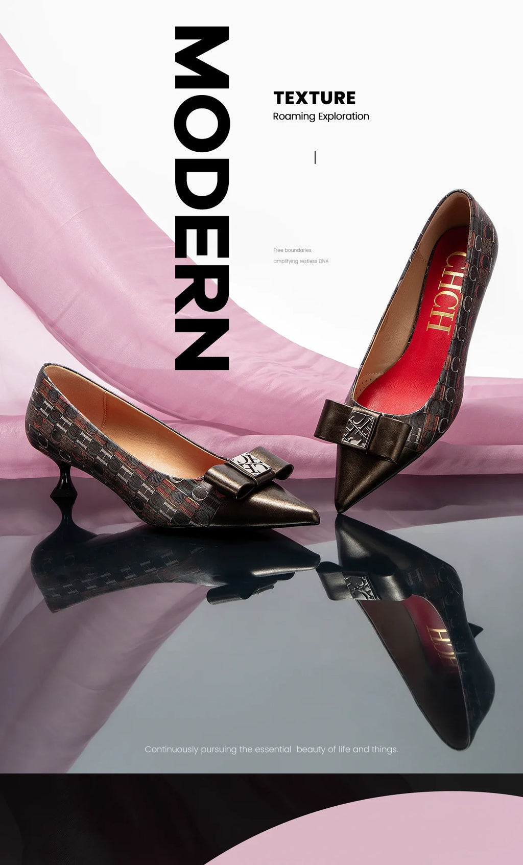 Classic Retro Pointed Toe Design Women's Strap Heel Single Shoes Fashion New Comfortable Versatile Letters Printed