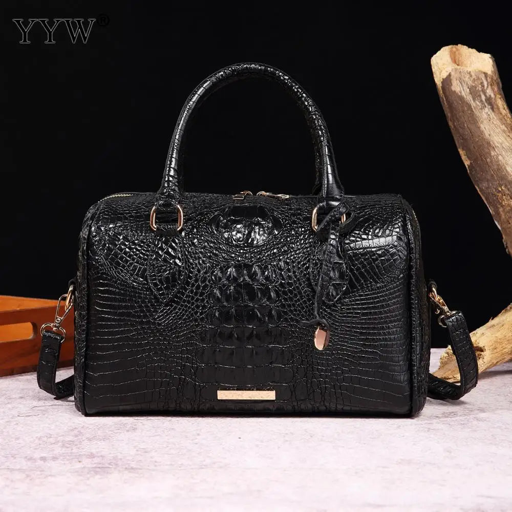 Top-Handle Crocodile Purses For Women Crossbody Leather Bags Trendy Large Capacity Tote with Shoulder Strap Lady Commuting Bags