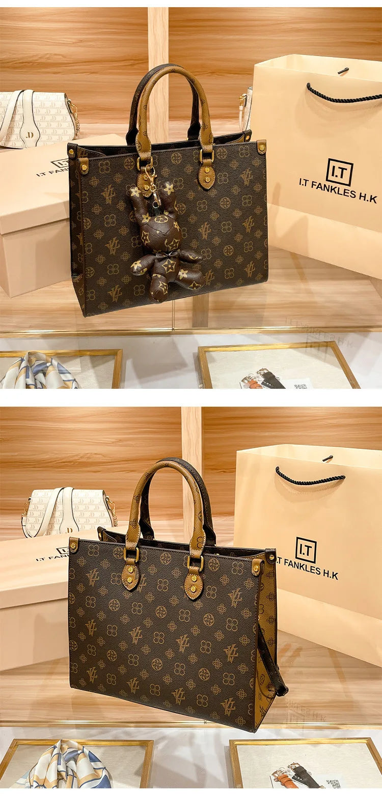 Hong Kong Genuine Leather Handbag Women's Hot Sale Of The Season New Summer Tote Bag Large Capacity Crossbody Bag for Daily Use