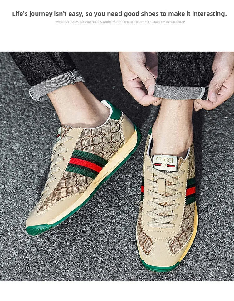 Men's Summer Sport Casual Shoes Breathable Retro Style Low Top Canvas Sneakers Flat Heel Rubber Outsole Fashionable Trendy