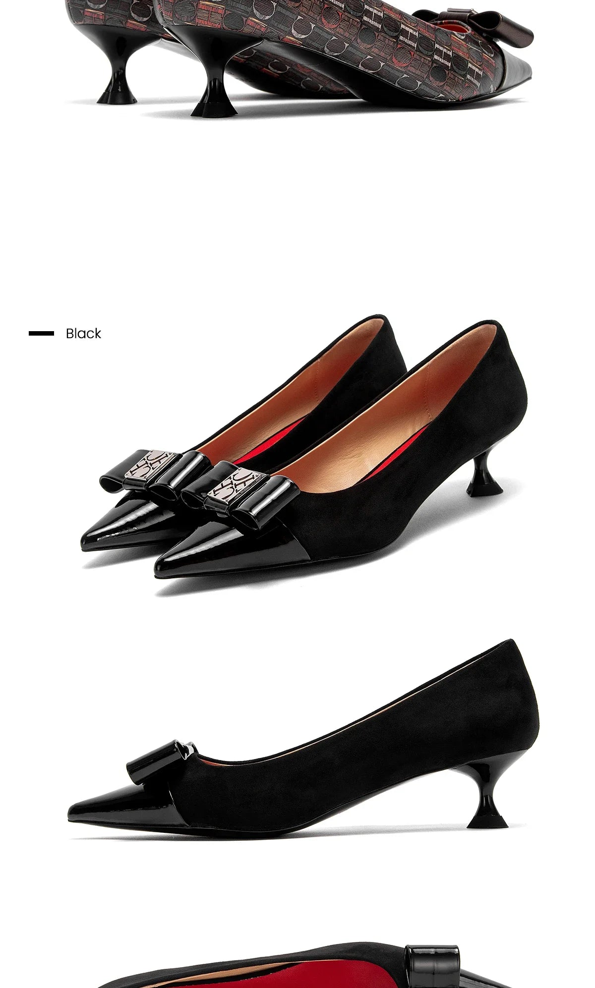 Classic Retro Pointed Toe Design Women's Strap Heel Single Shoes Fashion New Comfortable Versatile Letters Printed