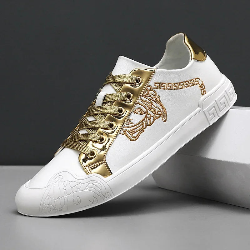 Men's Leather Shoes Casual Comfort Cricket Shoes Fashion Sneakers For Men Lightweight Driving Shoes