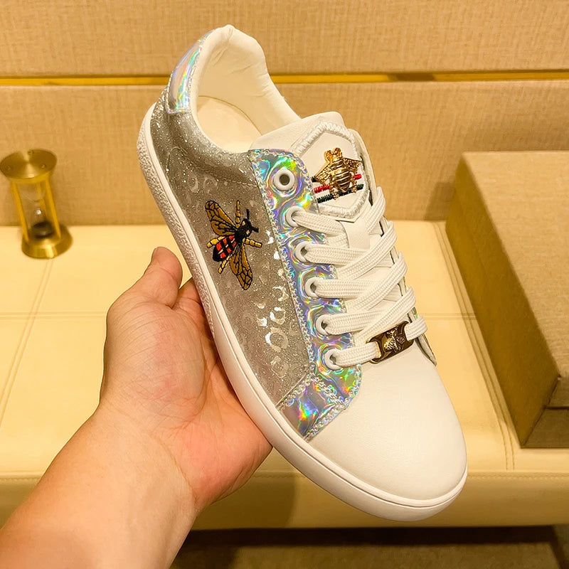 Genuine Leather Luxury Brand Shoes for Men Classic Embroidered Men Skateboard Shoes Designer Sport Shoes Men Zapatillas De Skate