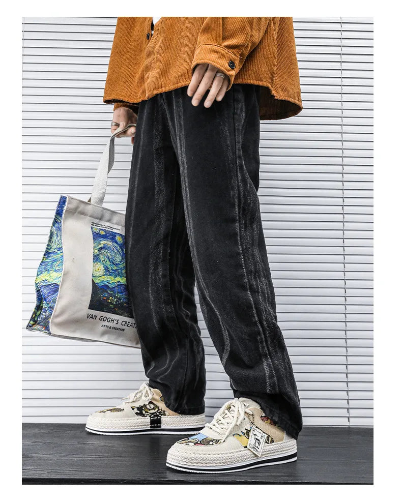 Men's Canvas Shoes Summer Breathable Sports Casual Work Shoes Soft Bottom Wear-resistant Corduroy Loafers Flat Rubber Sole