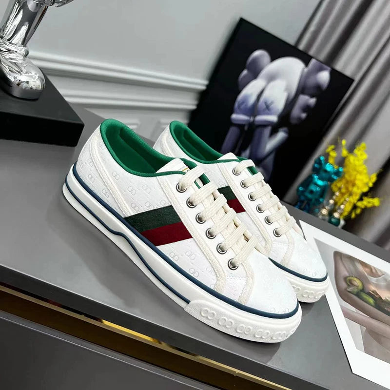 New Brand Men Canvas Shoes,Low Top Women Sneaker,High-Quality Comfortable Designer Luxury Leather Thick-sole Casual Flat Shoes