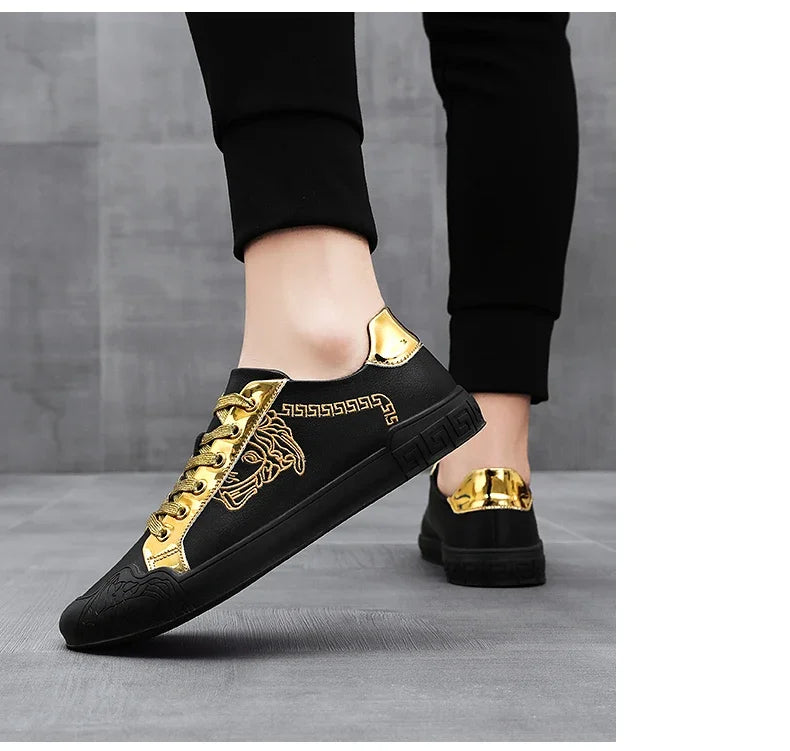 Men's Leather Shoes Casual Comfort Cricket Shoes Fashion Sneakers For Men Lightweight Driving Shoes